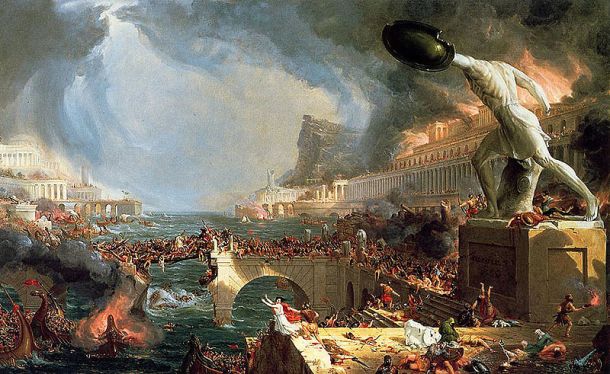 My company does not insure for situations like this. Thomas Cole, The Course of an Empire: Destruction, 1836. 