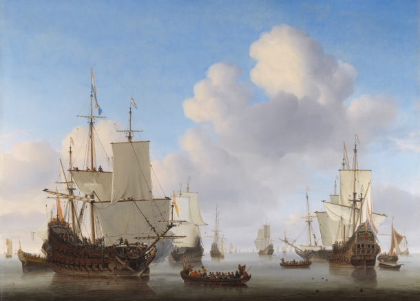 Dutch men-o'-war and other shipping in a calm, Date unknown. Provenance Servad collection, Amsterdam. 